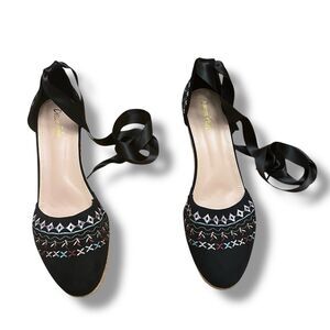 DREAM PAIRS Women 11 Espadrilles Closed Toe‎ Ankle Tie Ballerina Platform Wedge